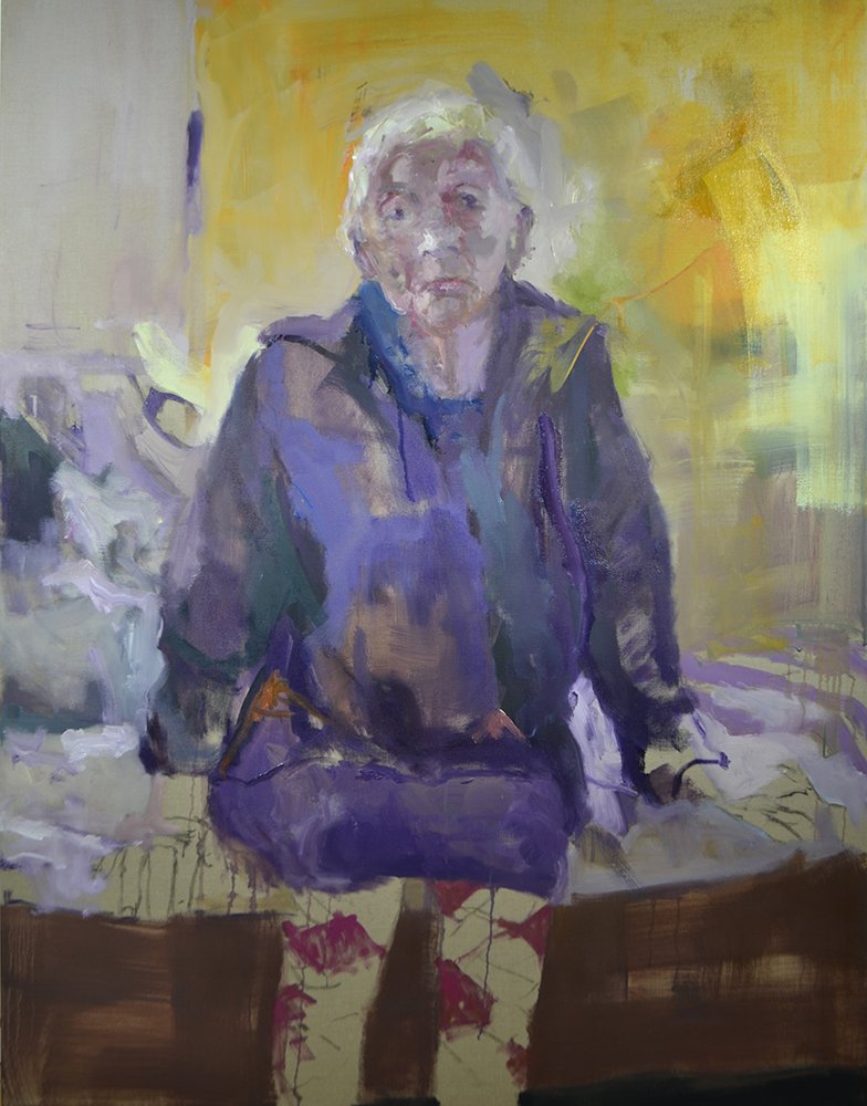 Old Woman on Bed, by Henry Jabbour, 2015, Oil on linen