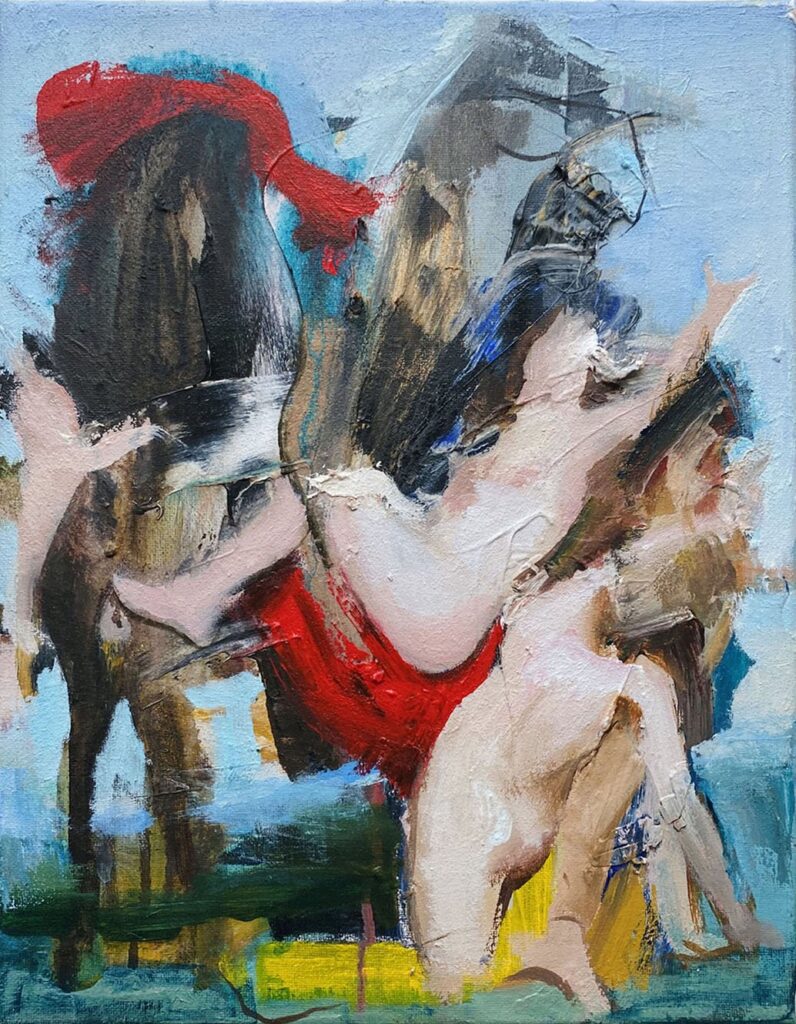 Red Blue Yellow, by Yun Jang, 2022, acrylic on canvas