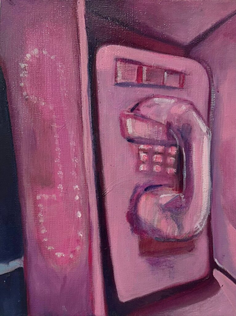Pink Payphone, by Hanna Jennings, 2024, oil on canvas