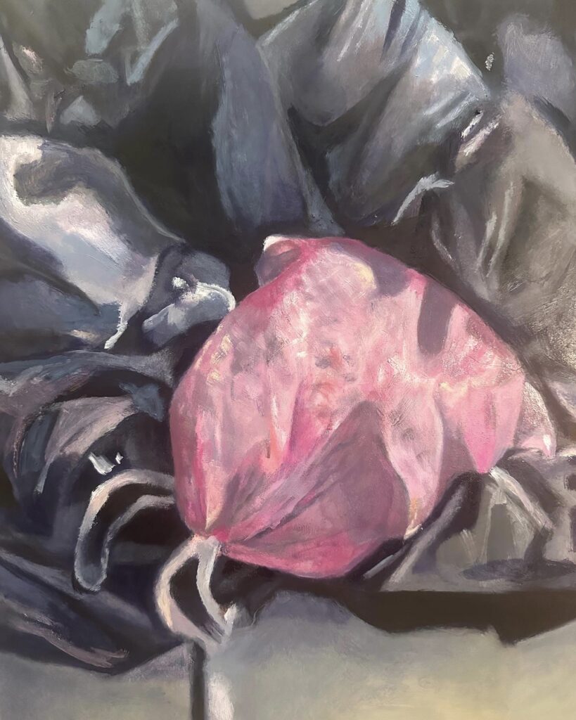 Pink Pollution, by Hanna Jennings, 2024, oil on panel