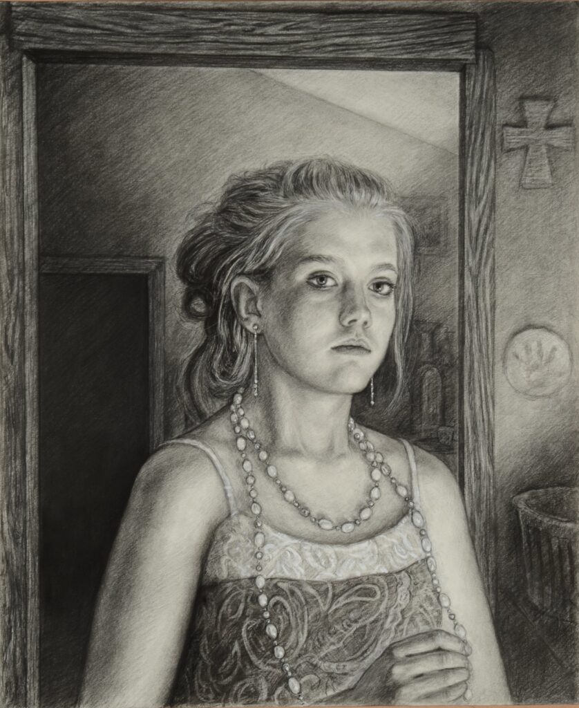 Sarah 16, by Edgar Jerins, 2016, Charcoal on paper