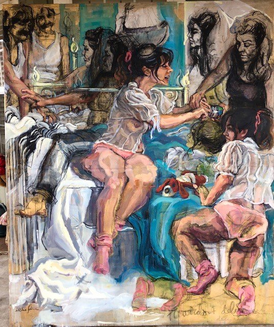 Rewards & Delights, by Suzanne Justice, 1980, oil, acrylic, and charcoal on linen