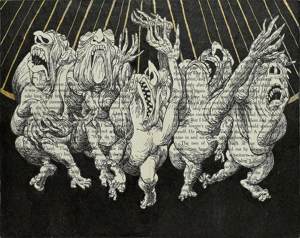 Book 2: #30, by Leo Kang, 2020, ink on paper mounted to panel