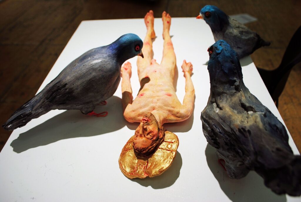 Communion, by Sophia Kayafas, 2017, Oil on fired clay