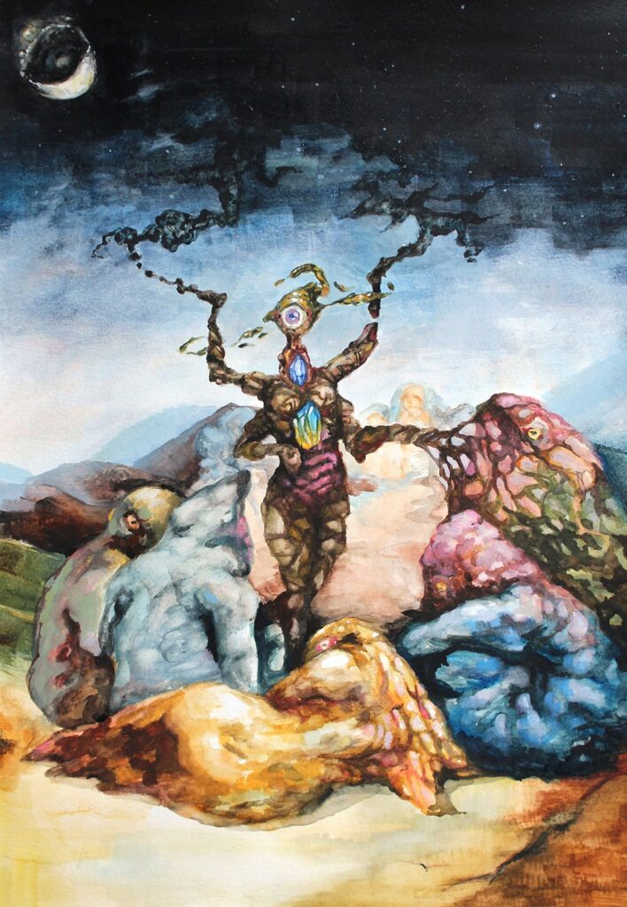 Coven, by Kayley Kemp, 2019, watercolor on paper