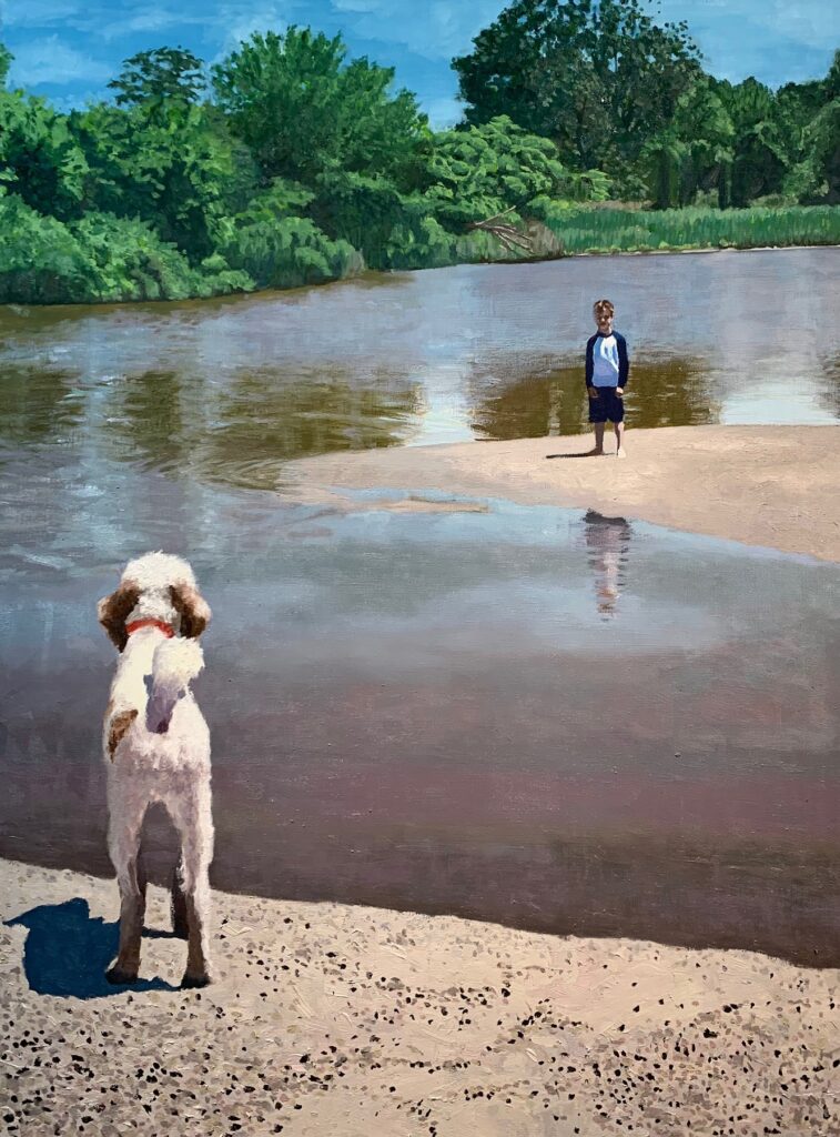 Waiting, by David Kratz, 2019, oil on canvas