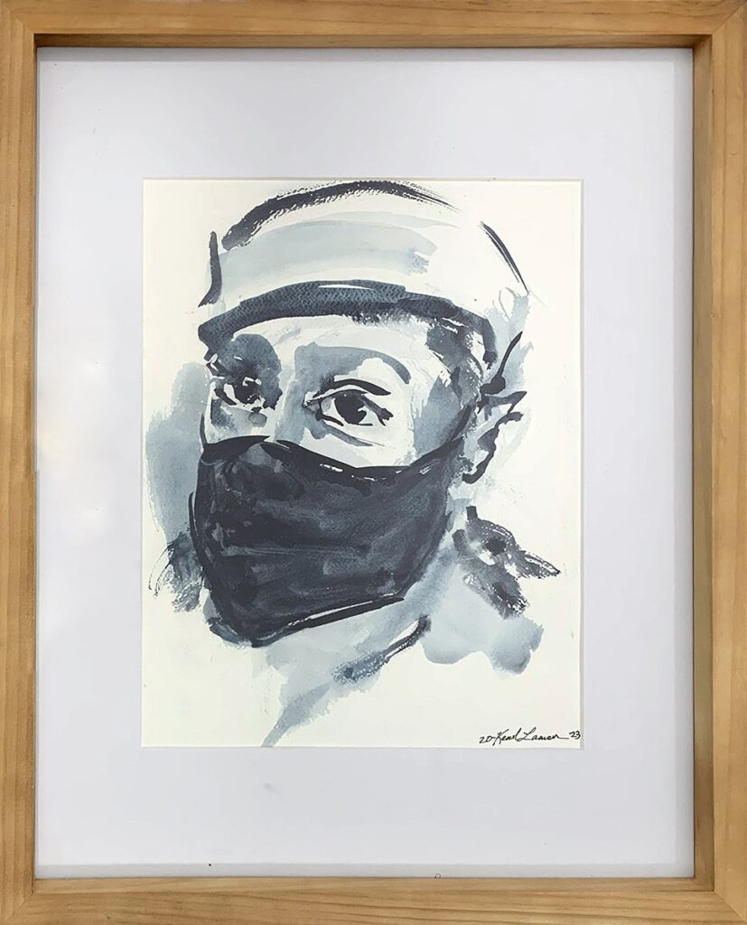 The Mask, by Kenol Lamour, 2023, watercolor paper