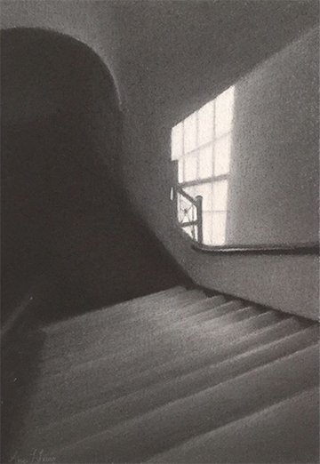 Even in the Midst, by Alicia Lang, 2020, charcoal and white chalk on paper