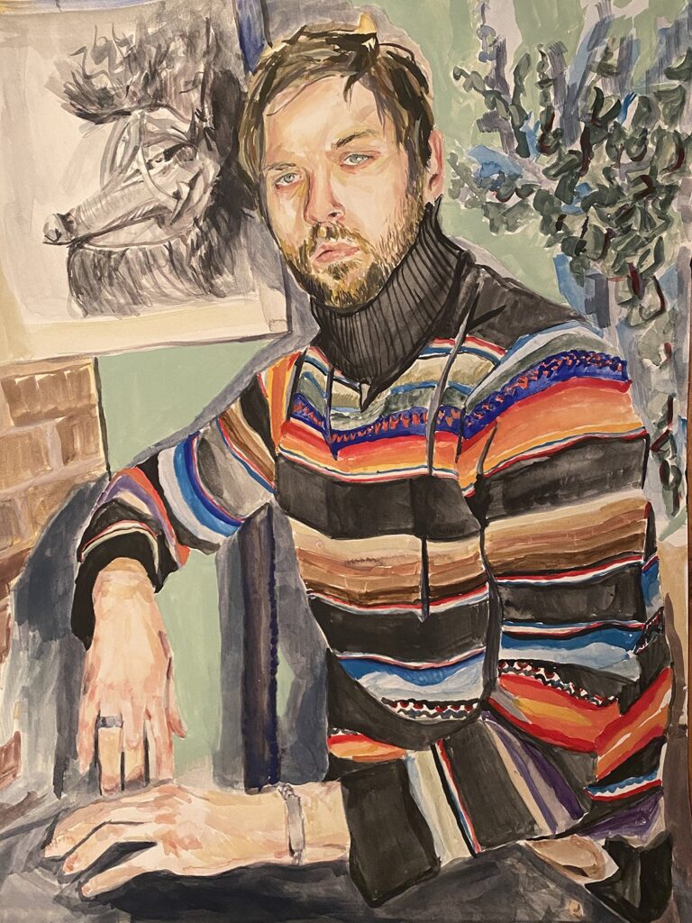 Kirk, by Aidan Lapp, 2021, watercolor and gouache on paper