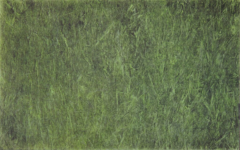 Grass Collaboration, by Lisa Lebofsky, 2014, Oil paint on aluminum