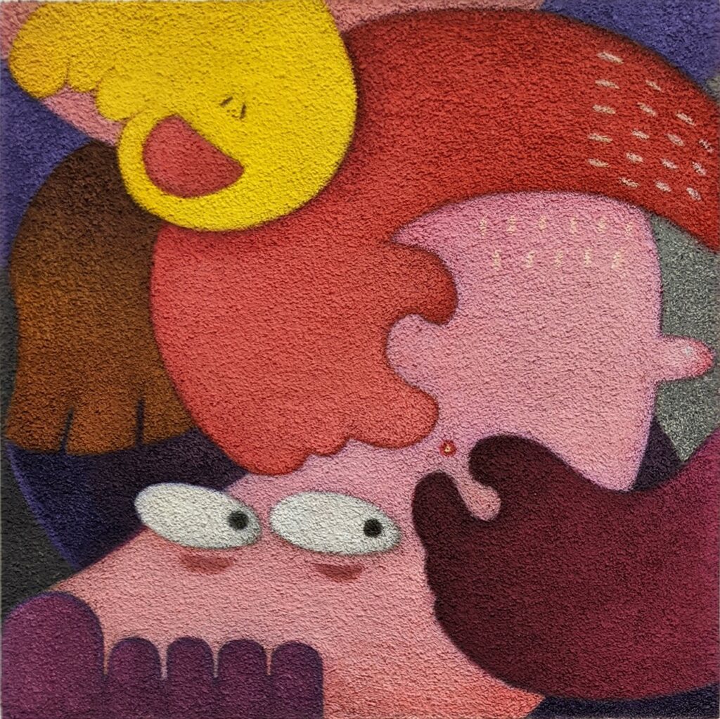 Pimple, by Young Lim Lee, 2020, oil and pumice on linen mounted to panel