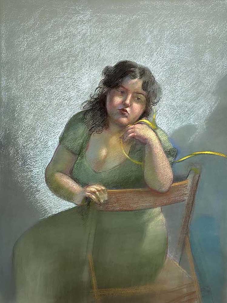 She Wore It For Her Young Marine Who's Far Far Away, by Bethany Lentini, 2024, pastel on panel