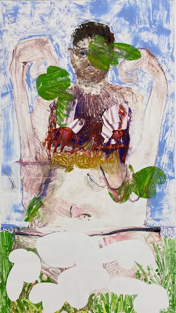 Absence as Phantom, by Alessandro Levato, 2022, oil stick painting pressed on Evolon paper mounted to panel