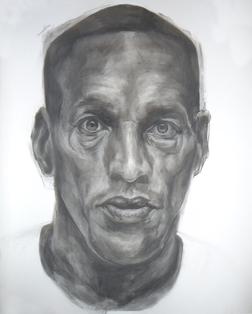 Korey, by Sarah Maranze Levy, 2019, charcoal on paper