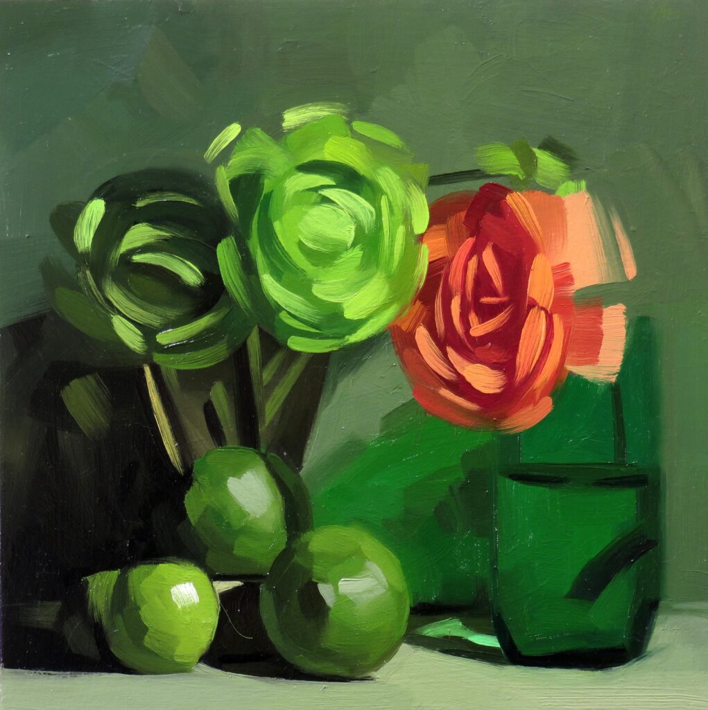 Green and Orange, by Dik F. Liu, 2016, Oil on panel
