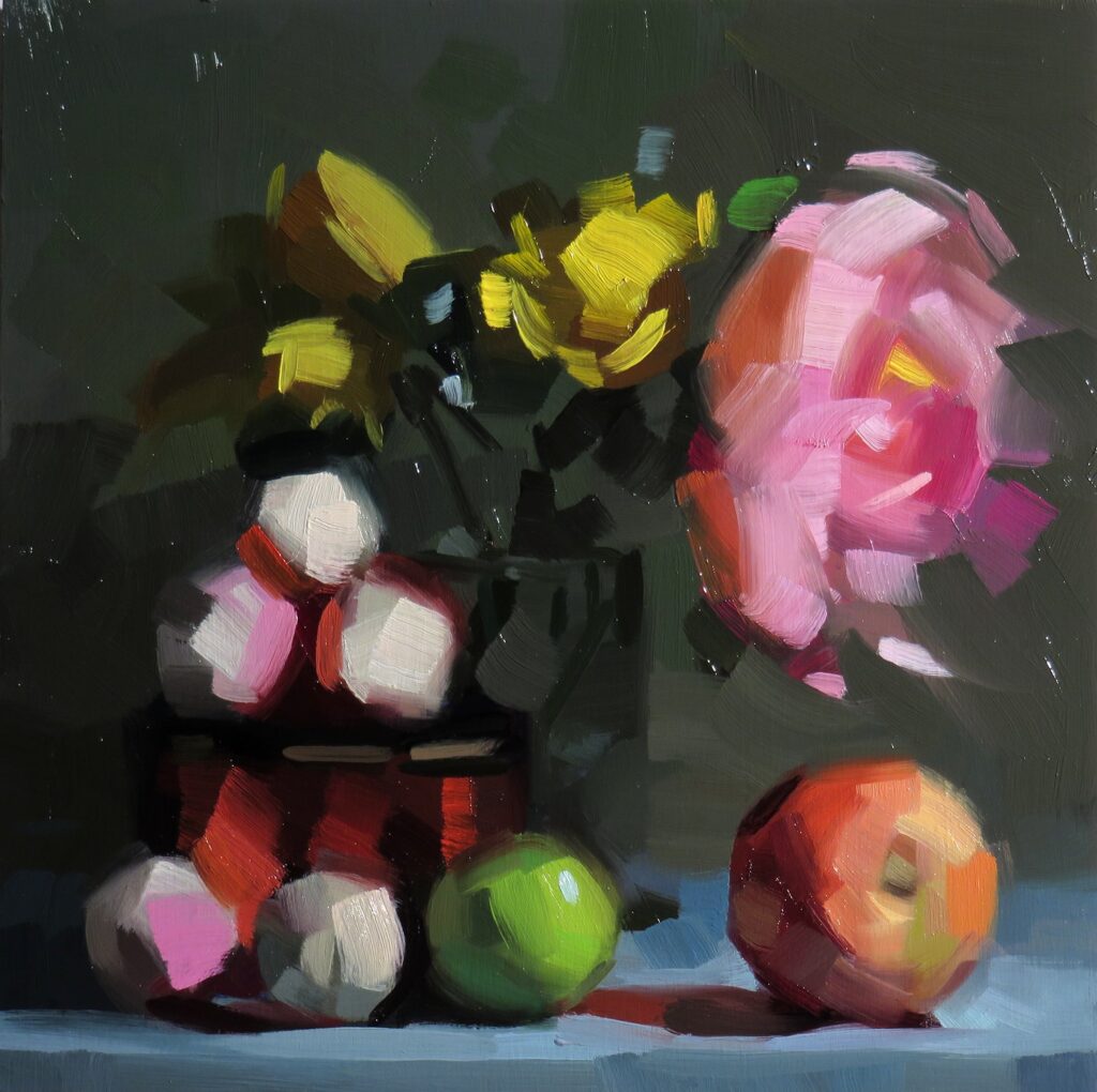 White Plums, by Dik F. Liu, 2015, oil on panel