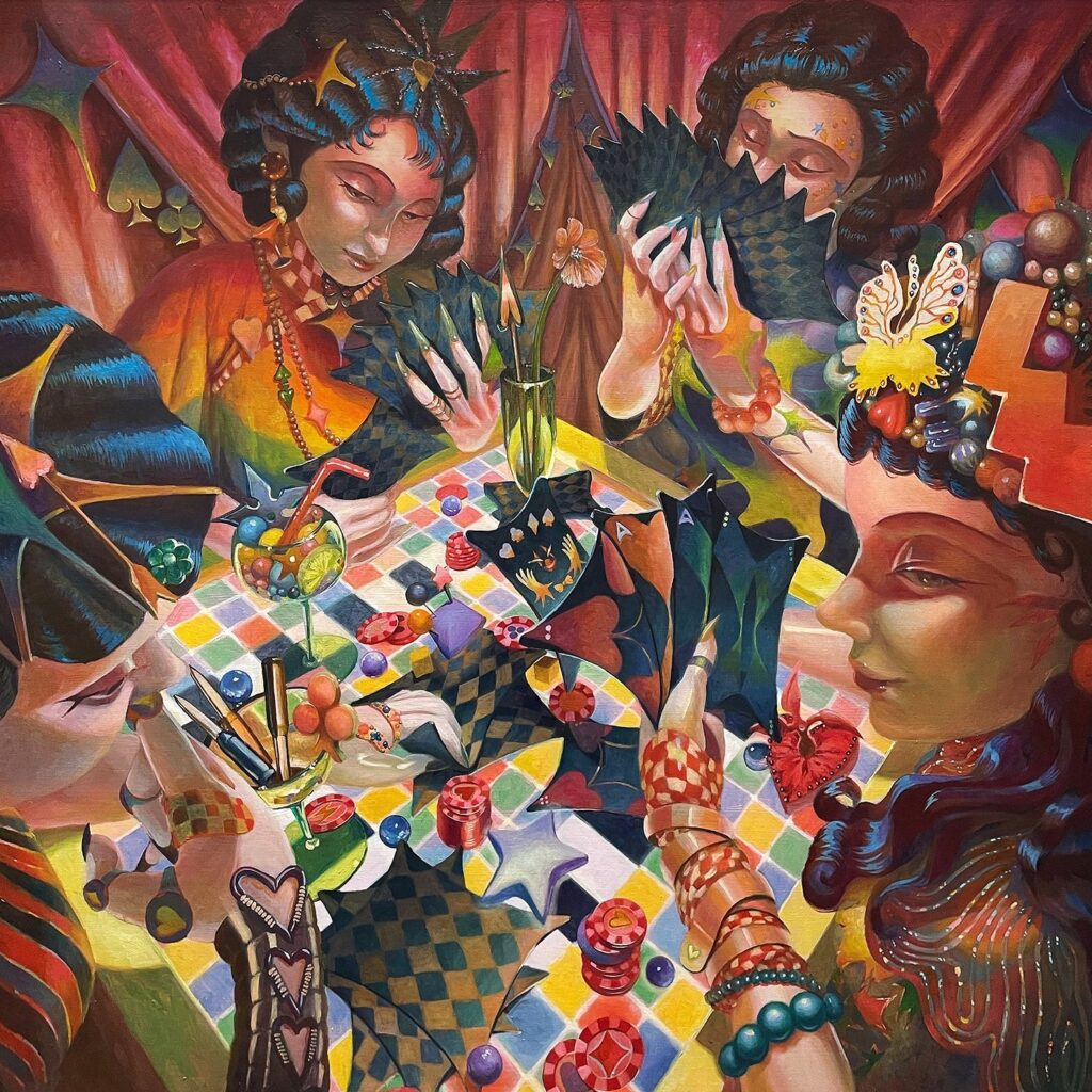 The Poker Game, by Yuqing Liu, 2022, oil on canvas