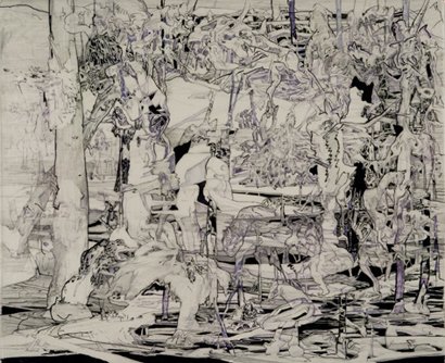 Procession, by Francesco Longenecker, 2010, Ink on glassine and mylar