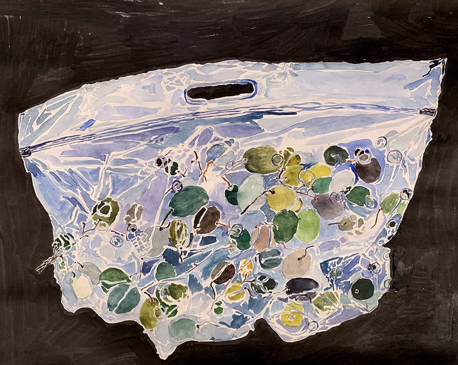Snack, by Anastasia Lopoukhine, 2020, watercolor on paper