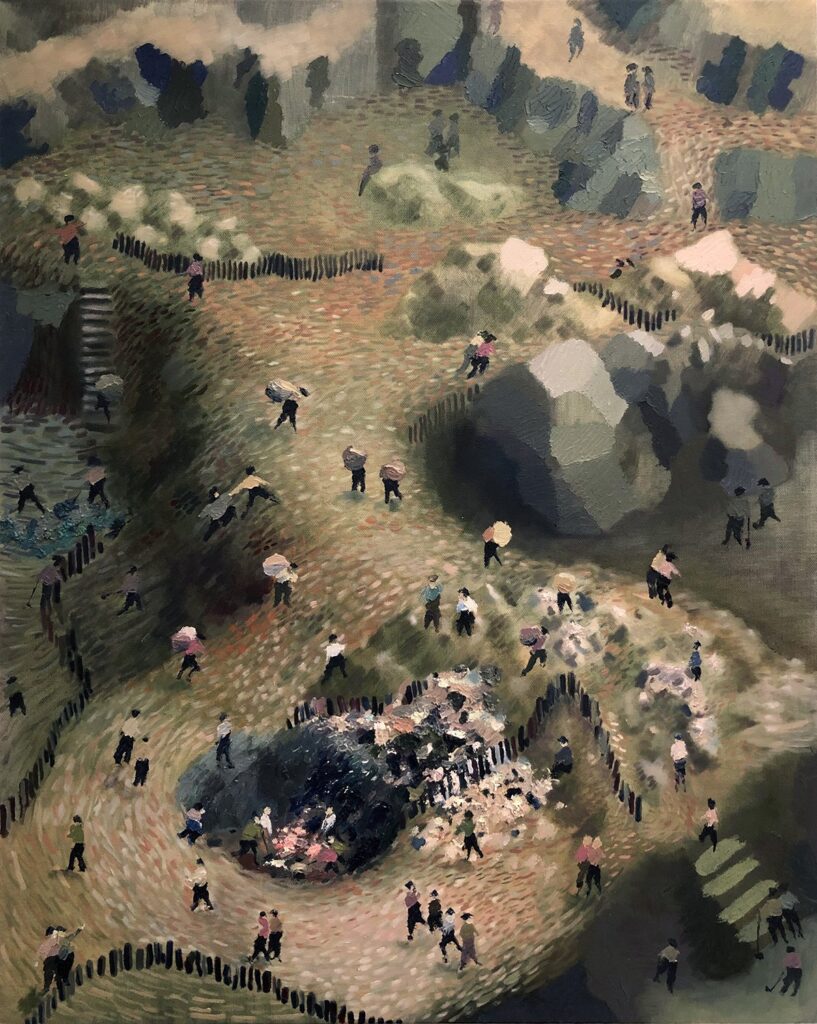 The Hole Diggers, by Ian Lotto, 2019, oil on canvas