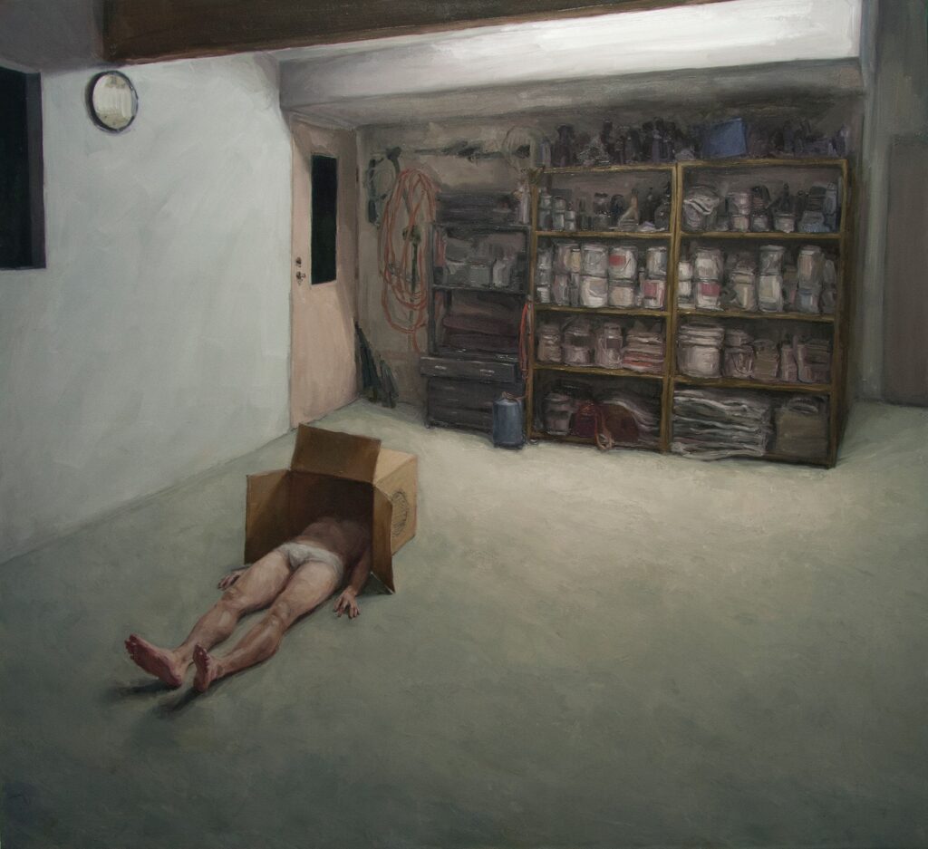 Adulteration of Adolescence, by Adam Lupton, 2015, oil on paper mounted on panel