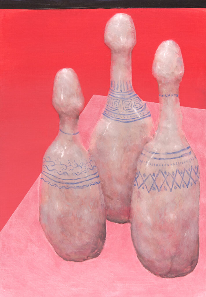 Vases 1, by Adam Lupton, 2019, oil, acrylic, and concrete on panel
