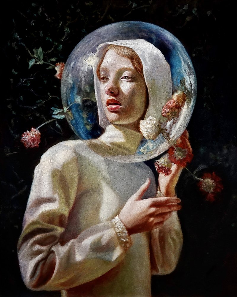 Harbinger, by J. Adam McGalliard, 2023, oil on wood panel