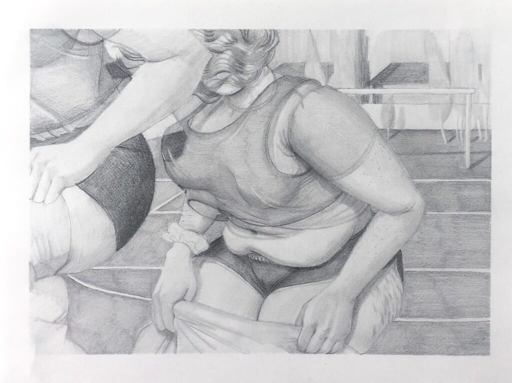 All That Meat and No Potatoes, by Maud Madsen, 2020, graphite on paper