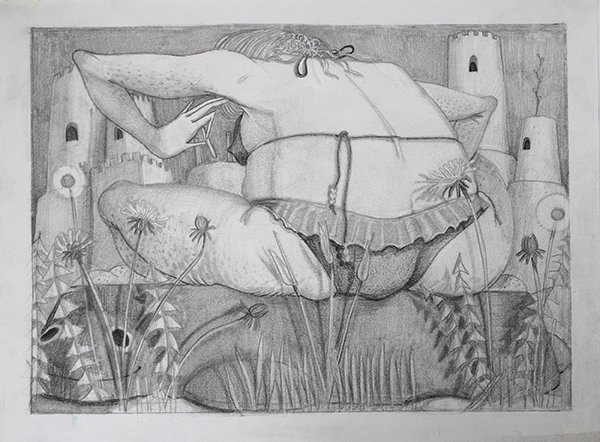 Built on Sand, by Maud Madsen, 2020, graphite on paper