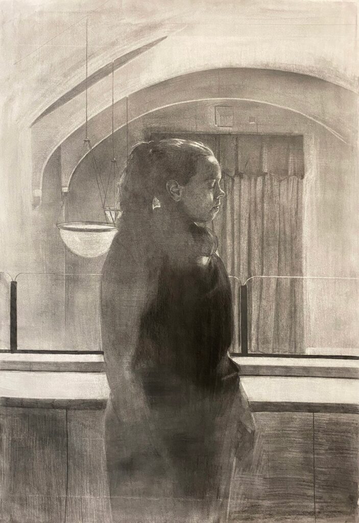The Chapel, by Maud Madsen, 2019, graphite and charcoal on paper
