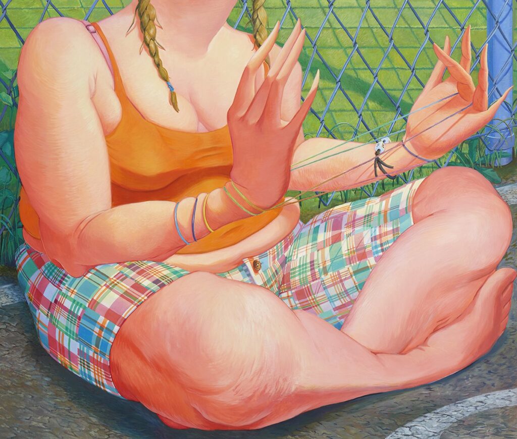 With Strings Attached, by Maud Madsen, 2021, acrylic on linen