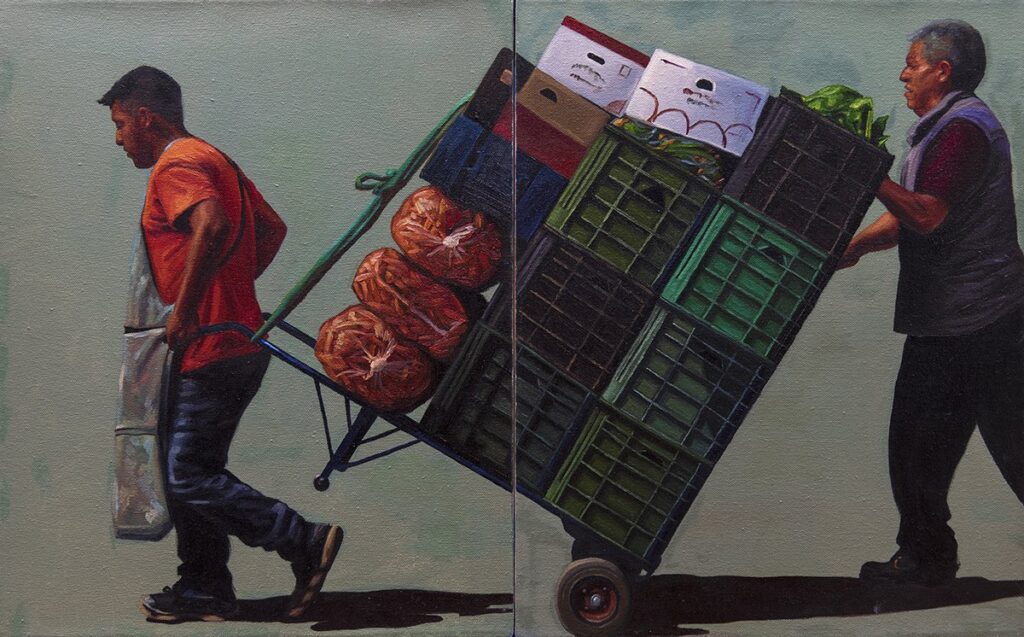 Transportistas, by Maria Elena Manero, 2019, oil on canvas