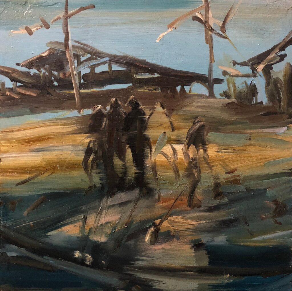 Rust on Blue, by Kylie Manning, 2018, oil on board