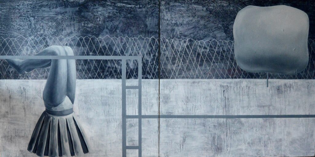 Monkey Bar, by Catarina Mantero, 2017, oil and acrylic on canvas