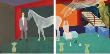White Shadow, by Maryam Farhang Jahromi, 2006, oil on canvas, Diptych