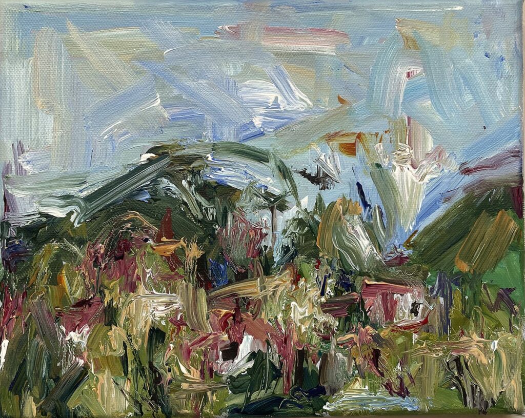 Houses with Red Roof, by Ayumi Matsuba, 2021, acrylic on canvas
