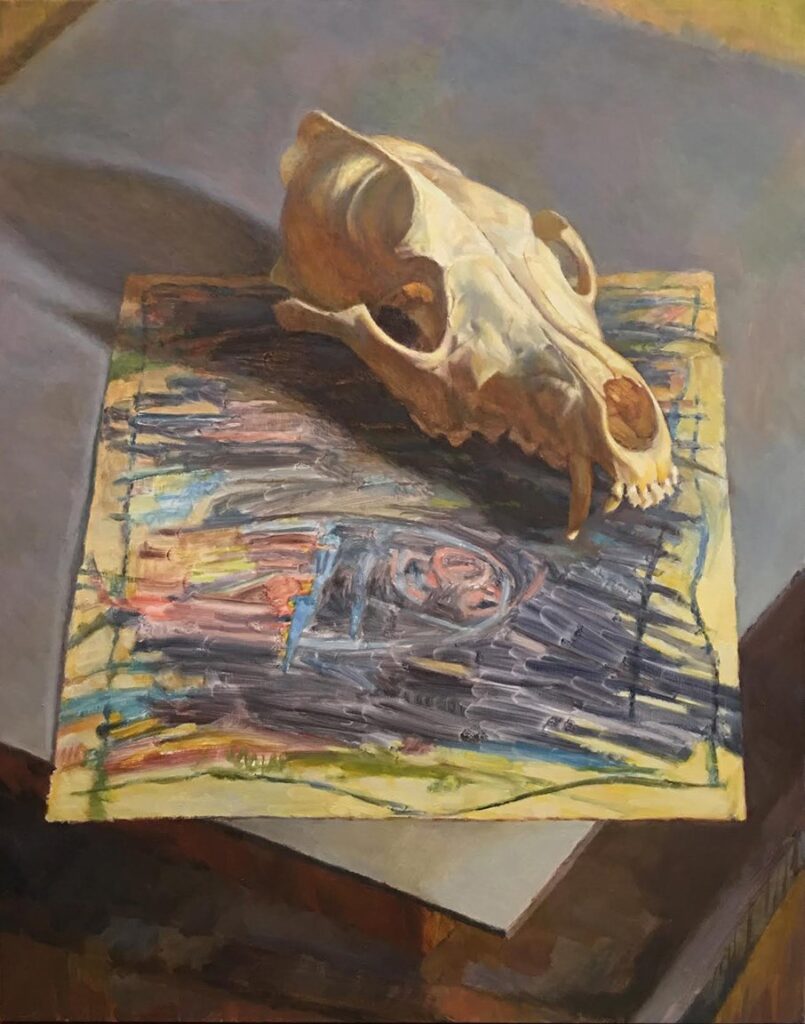 Still Life with Childhood Drawing, by Tom Matt, 2020, oil on linen