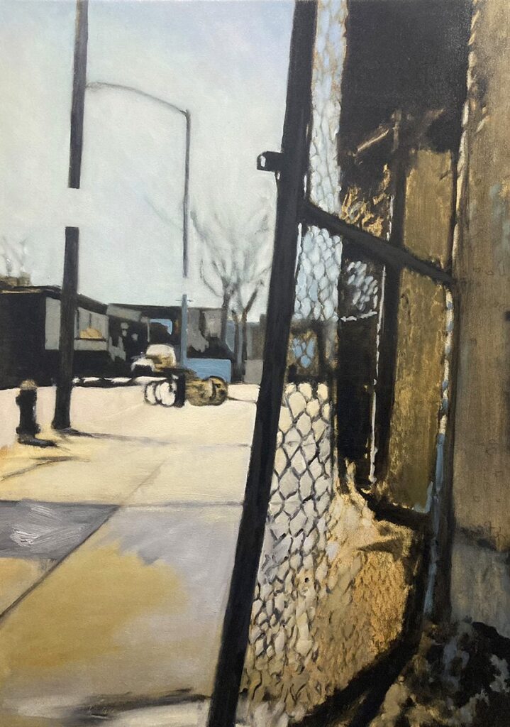 Ingraham Street, by Eric Mavko, 2022, oil and graphite on canvas