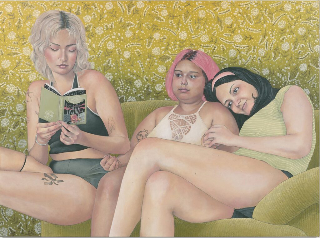 Priyanka, Vidushi, Ananya, by Shona McAndrew, 2021, acrylic on canvas