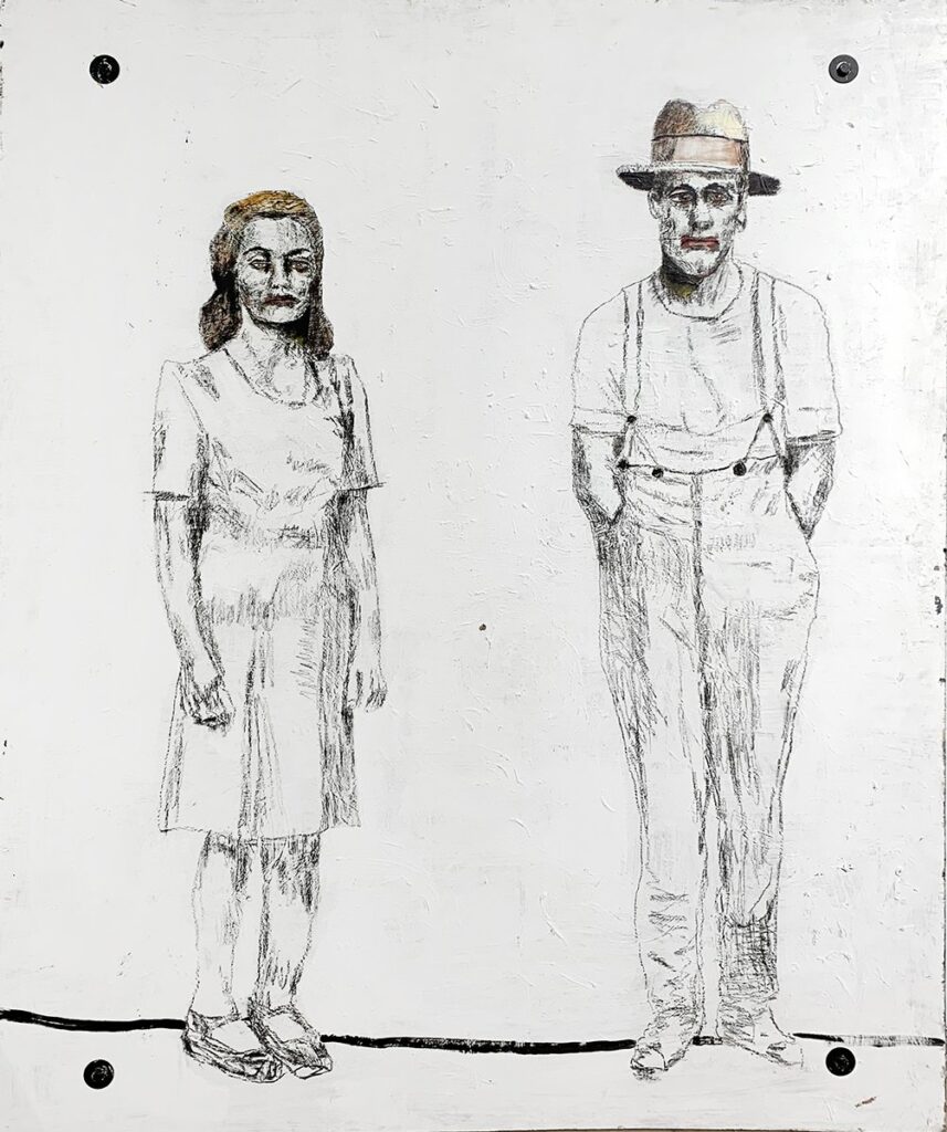 American Odd, by John Mellencamp, 2020, oil, and charcoal on Masonite