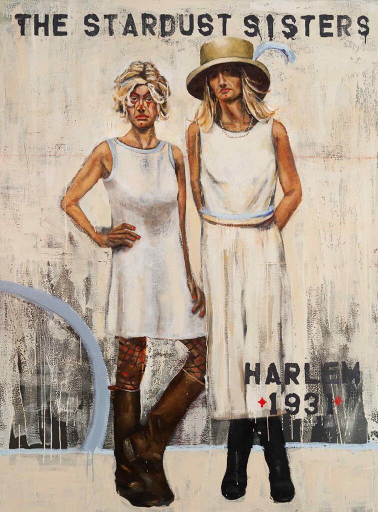 Stardust Sisters, by John Mellencamp, 2013, mixed media on canvas