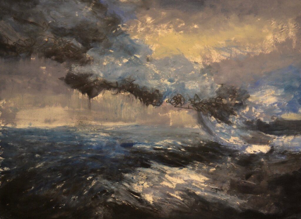 The Storm Breaks, by Elise Mills, 2019, ink monoprint on paper