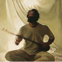 Music Player, by Mina Moosavipour, 2006, oil on canvas