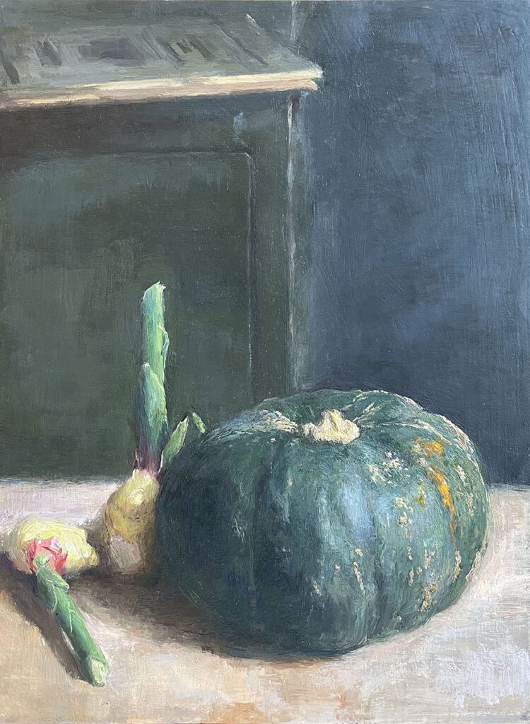 Kabocha and Ginger, by Norie Morimoto, 2022, oil on panel