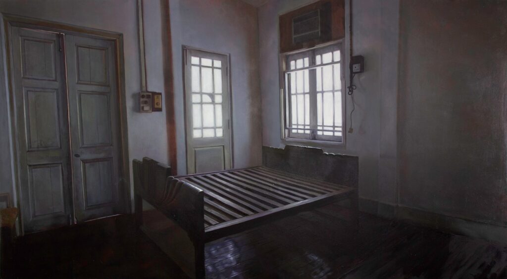 Master Bedroom 1, by Tun Myaing, 2018, oil on plexiglass