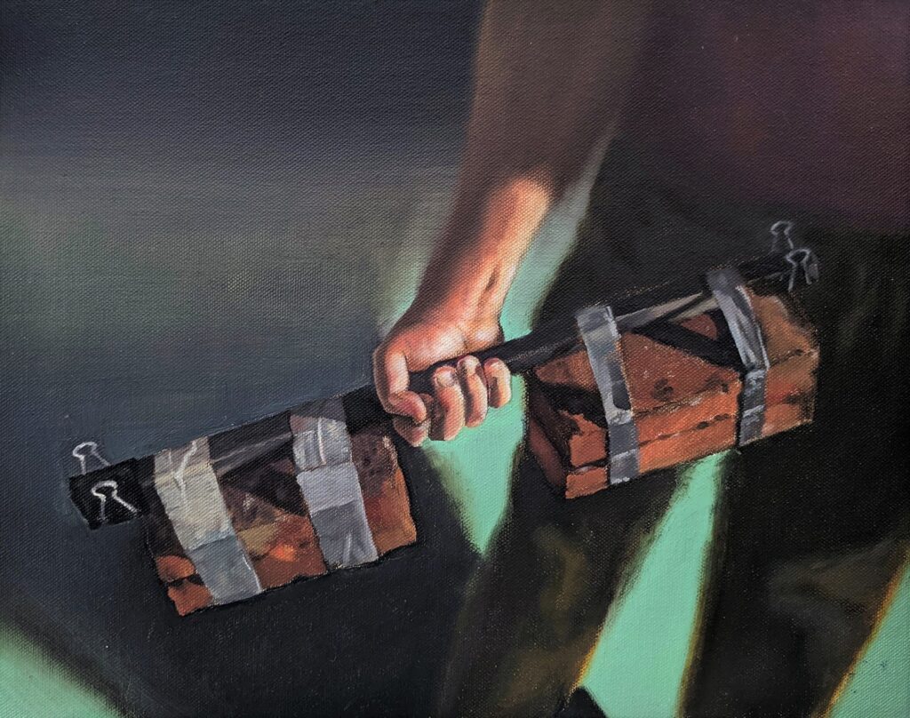 Weightlifter, by Matthew Napoli, 2021, oil on canvas panel