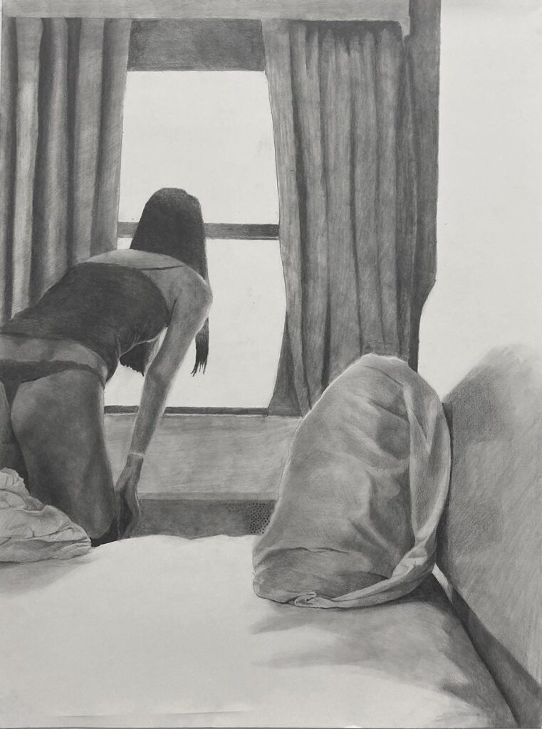 The Light, by Anna Neu, 2021, graphite on paper