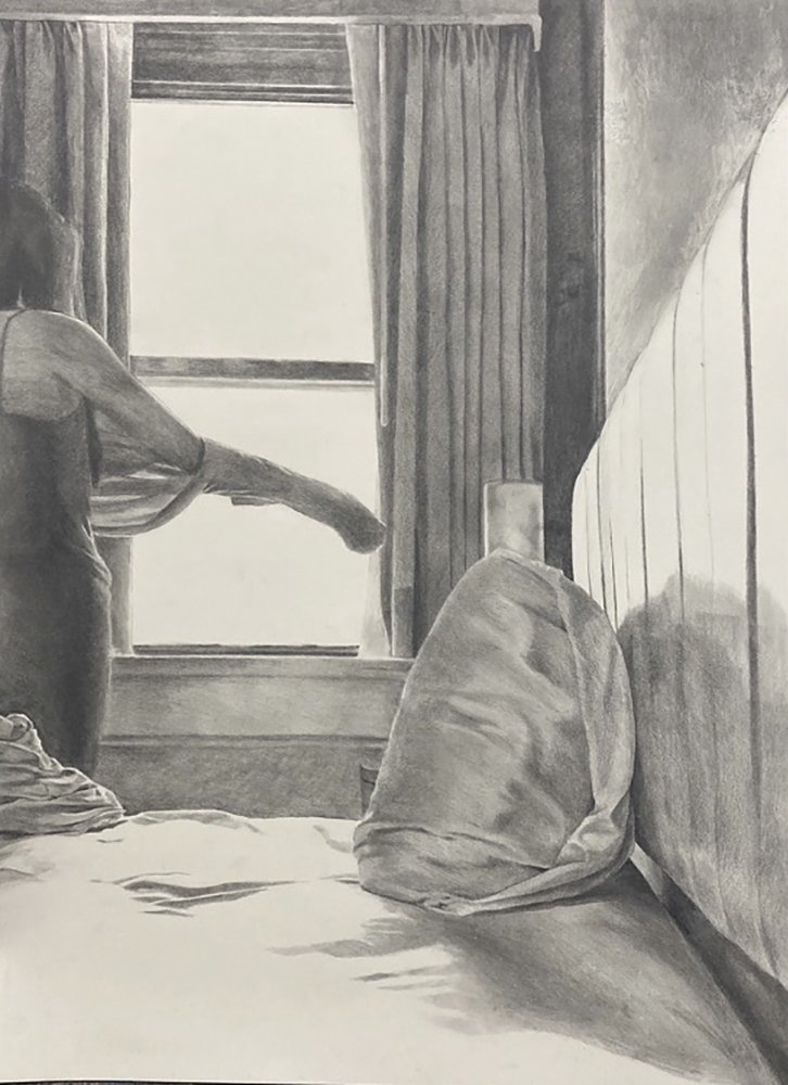 The Light, by Anna Neu, 2022, graphite on paper