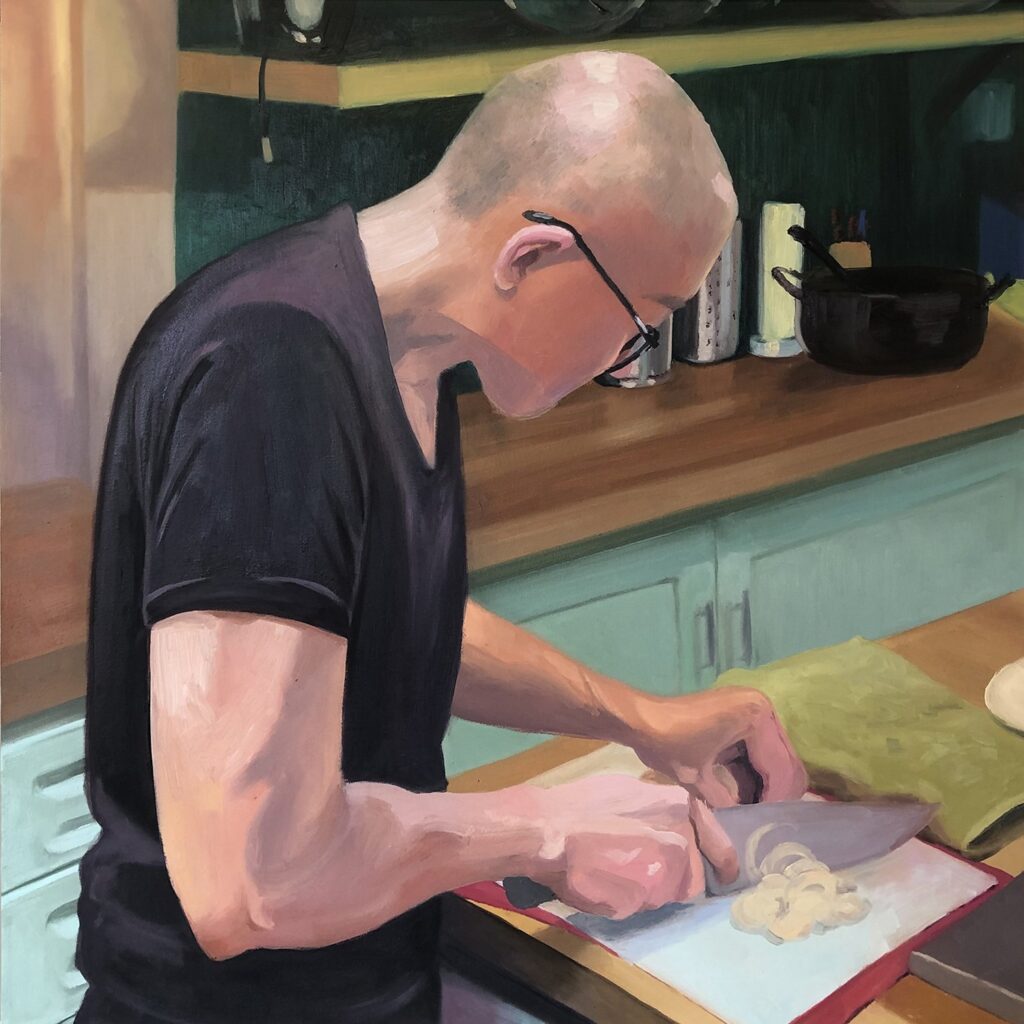 Cutting Onions, by Anh Hoang Nguyen, 2021, oil on canvas