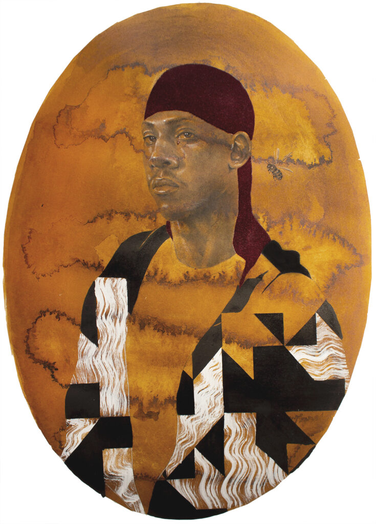 To Sunnyside With Love, by Prinston Nnanna, 2020, acrylic, gouache, glitter, ink, and charcoal on hand toned paper